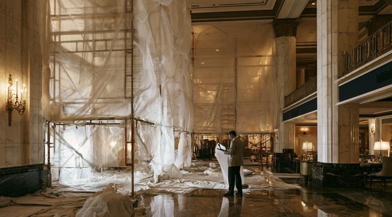 Hotel lobby under renovation managed with Wardyn Projects